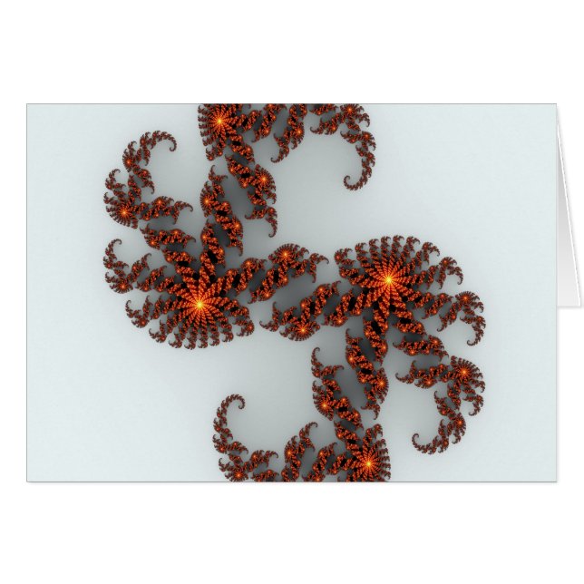 Orange Sunburst Fractal Hälsningskort (Framsidan Horizontal)