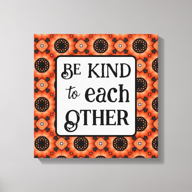 Orange Sunflower BE KIND  Canvastryck (Framsida)