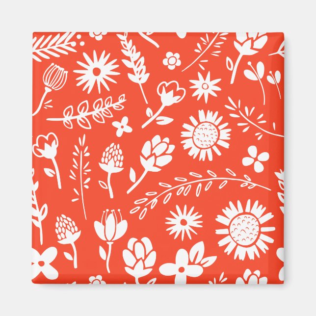 Orange Sunny Summer Blooming Flowers Magnet (Framsidan)