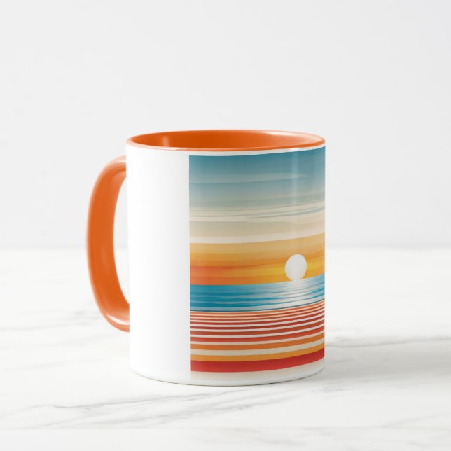 Orange Sunset Beach Mug - Vibrant Coastal Design Mugg (Framsida vänster)