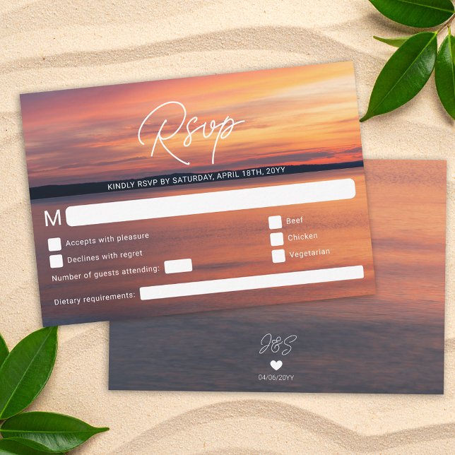 Orange Sunset Destination Wedding eller Beach Wedd OSA Kort (Skapare uppladdad)