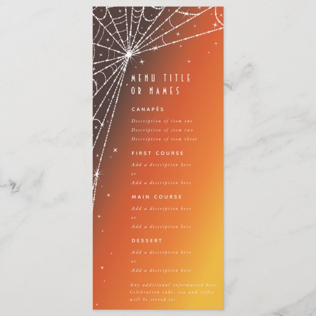 Orange Sunset Diamant Spindelnät Platt 4-pack Meny (Framsida)