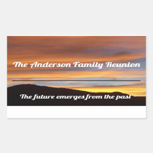 Orange Sunset Quote Family Reunion Namn bricka Rektangulärt Klistermärke