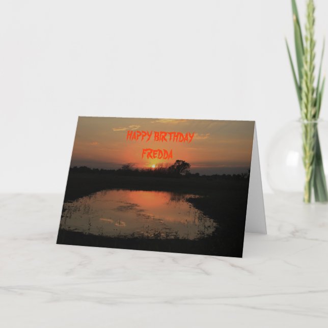 Orange Sunset Reflection Birthday Card Kort (Framsida)