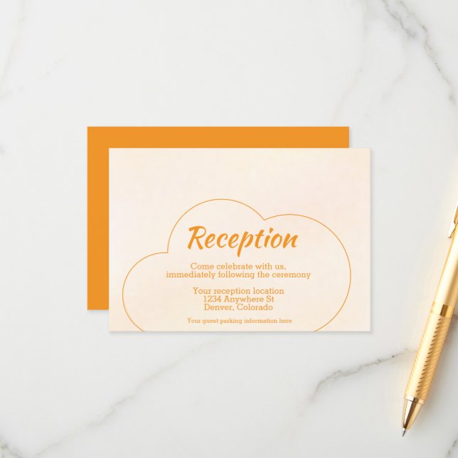 Orange Sunset Wedding Reception Tilläggskort (Fram/Back In Situ)