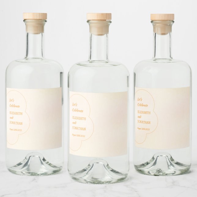 Orange Sunset Wedding Spritflaskor Etikett (Flaskor)