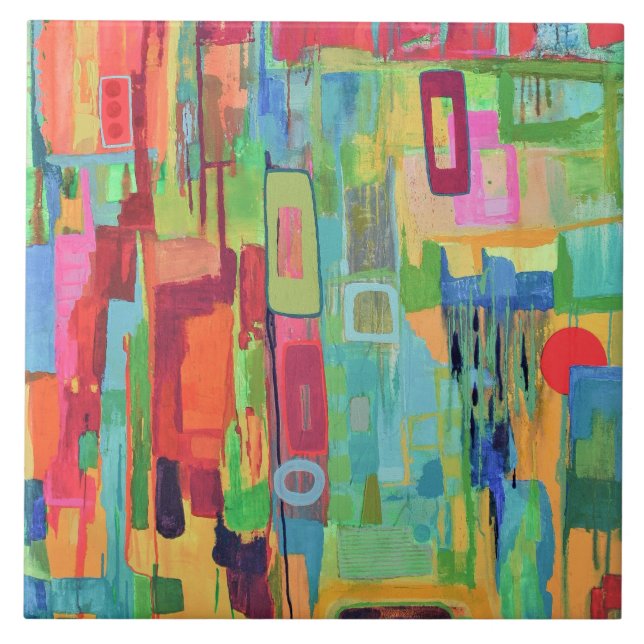 Orange Sunshine 6 x 6 keramiskt plattor Kakelplatta (Framsidan)