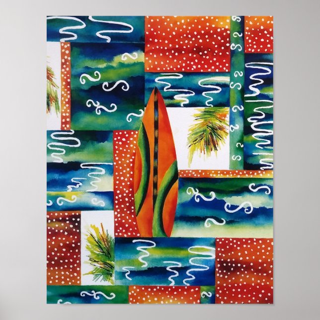 Orange Surfboard Poster (Framsidan)