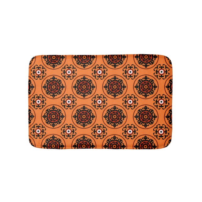 Orange Suzani mönster Badrumsmatta (Framsidan)