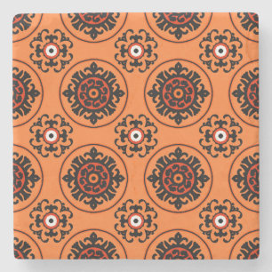 Orange Suzani Mönster Stenunderlägg