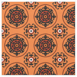 Orange Suzani mönster Tyg