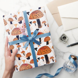 Orange Svamp Höst Mönster Presentpapper