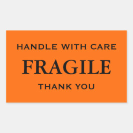 Orange/svart bräcklig. Handla med försiktighet. Ta Rektangulärt Klistermärke