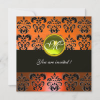 ORANGE SVART DAMASK MONOGRAM, gul topas