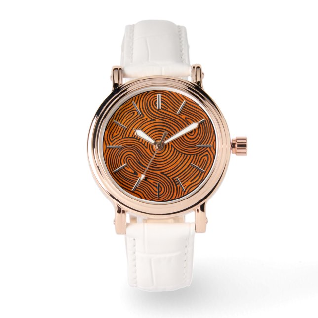 Orange + Svart Design Urskiva Armbandsur (Framsida)