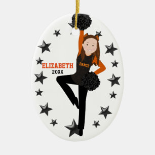 Orange & svart för brunettPom Squad Julgransprydnad Keramik