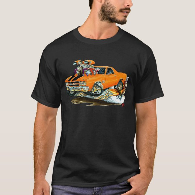 Orange-Svart för El Camino lastbil 1970 T Shirt (Framsida)