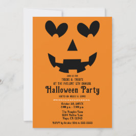 Orange & Svart Glad Hjärtpumpa Halloween  Inbjudningar