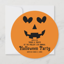Orange & Svart Glad Hjärtpumpa Halloween  Inbjudningar