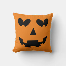 Orange & Svart Glad Hjärtpumpa Halloween  Kudde