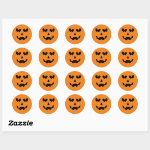 Orange & Svart Glad Hjärtpumpa Halloween Runt Klistermärke