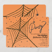 Orange & Svart Glitter Spindelnät Halloweenfest