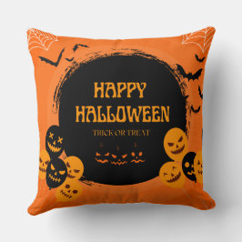 Orange Svart Gott Halloween Kudde