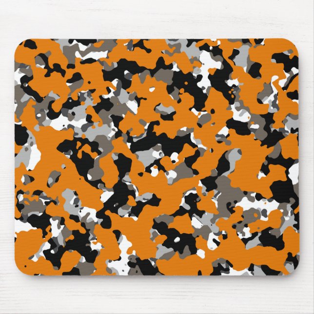 Orange Svart Grå Tan Kamouflage Kamouflagetryck Musmatta (Framsidan)