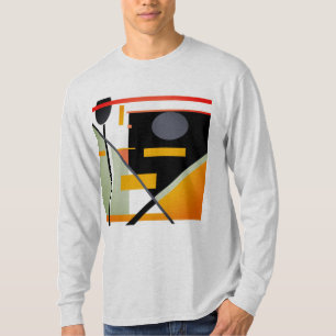 Orange, Svart Grått Geometric Retro MCM-inspirerad T Shirt