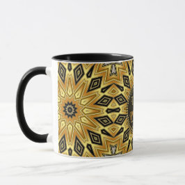 Orange Svart Gult Art Deco Mandala Mugg