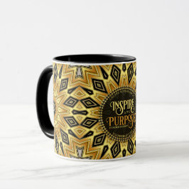 Orange Svart Gult Art Deco Mandala Mugg