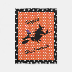 Orange & Svart Halloween Dachshund Flanellfilt Fleecefilt