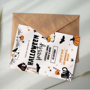Orange Svart Halloween-fest Invitation Inbjudningar