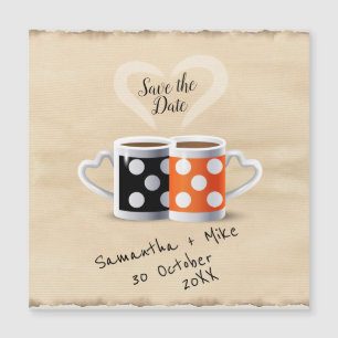 Orange + Svart Kaffe Färg Design Rädda Datum