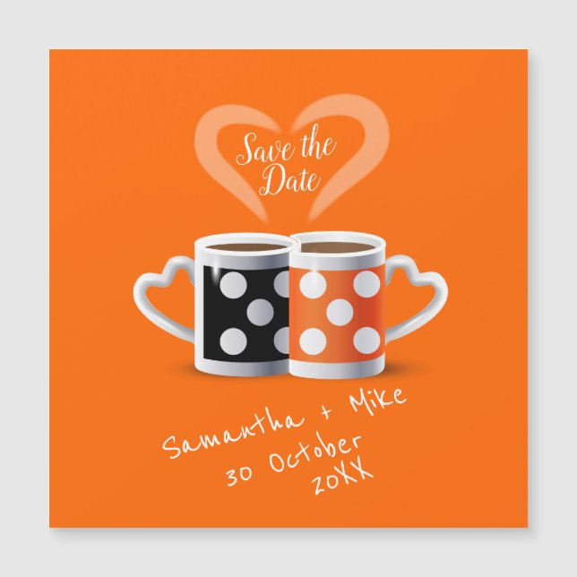 Orange + Svart Kaffe Färg Design Spara Datum (Framsida)