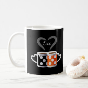 Orange + Svart Kaffe Färg Trendig Design POP ART Kaffemugg