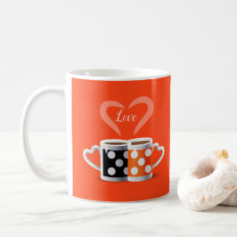 Orange + Svart Kaffe Färg Trendig Design POP ART Kaffemugg