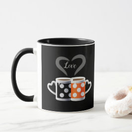 Orange + Svart Kaffe Färg Trendig Design POP ART Mugg