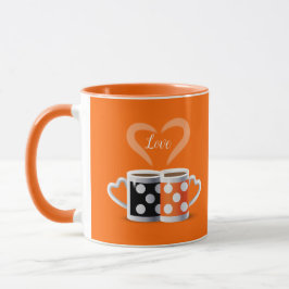 Orange + Svart Kaffe Färg Trendig Design POP ART Mugg