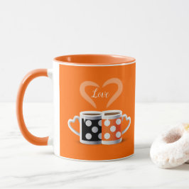 Orange + Svart Kaffe Färg Trendig Design POP ART Mugg