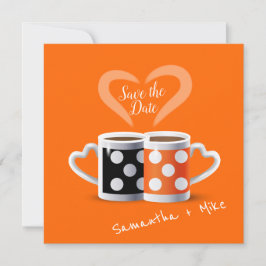 Orange + Svart Kaffe Färg Trendig Design POP ART Spara Datumet