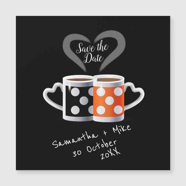 Orange + Svart kaffefärg Design Save the Date (Framsida)