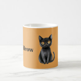 Orange Svart Katt Mjao Kaffemugg