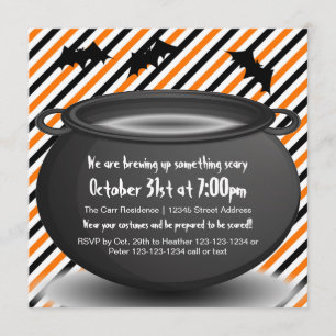Orange/Svart Kettle - inbjudan till Halloween fest