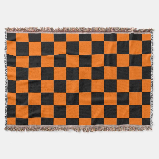 Orange, svart kontroll Mönster Filt (Framsidan)