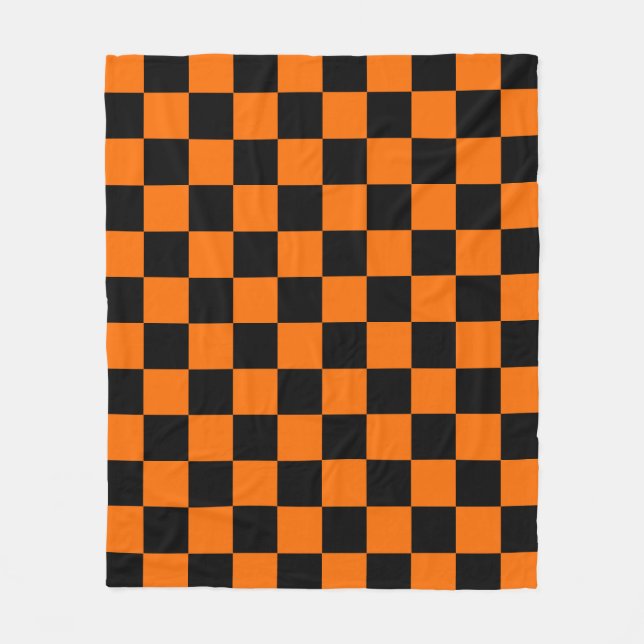 Orange, svart kontroll Mönster Fleecefilt (Framsidan)