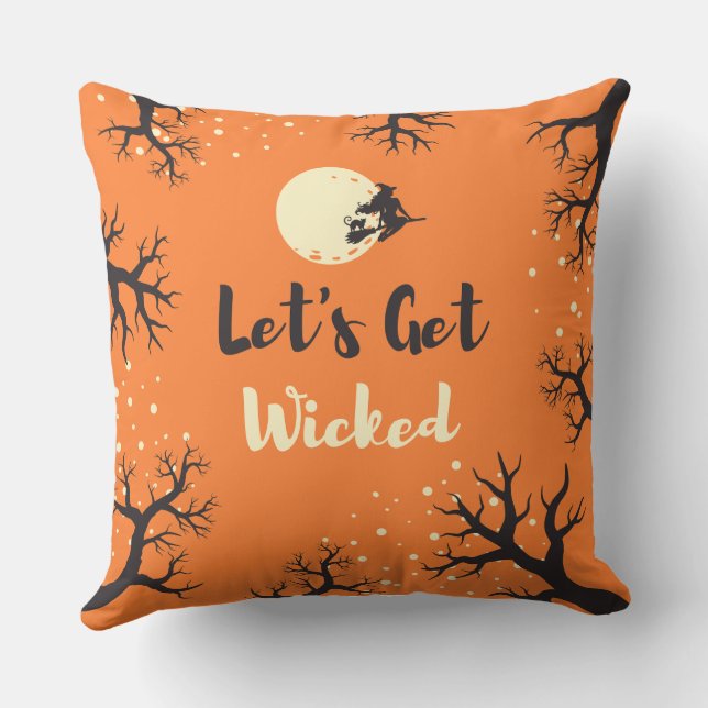 Orange Svart Kuslig Halloween  Kudde (Baksida)