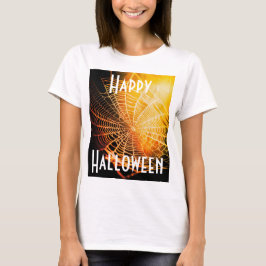 Orange Svart Kuslig Skräckinjagande Spindelnät T-S T Shirt