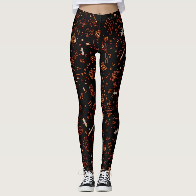 Orange svart leggings (Framsida)