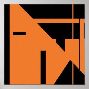 Orange Svart MCM-liknande Geometric Abstract Desig Poster